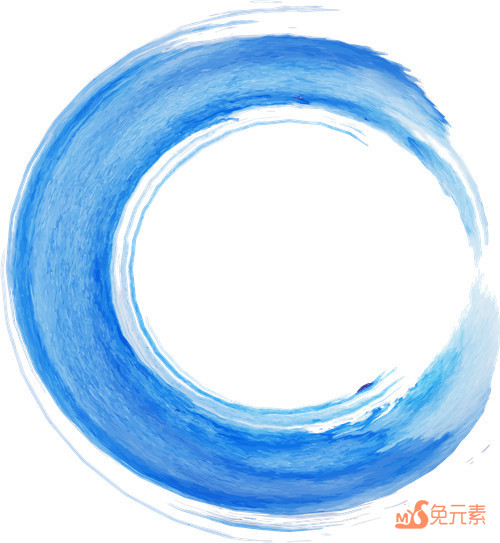 蓝色圆形墨迹水墨[1633x1775]